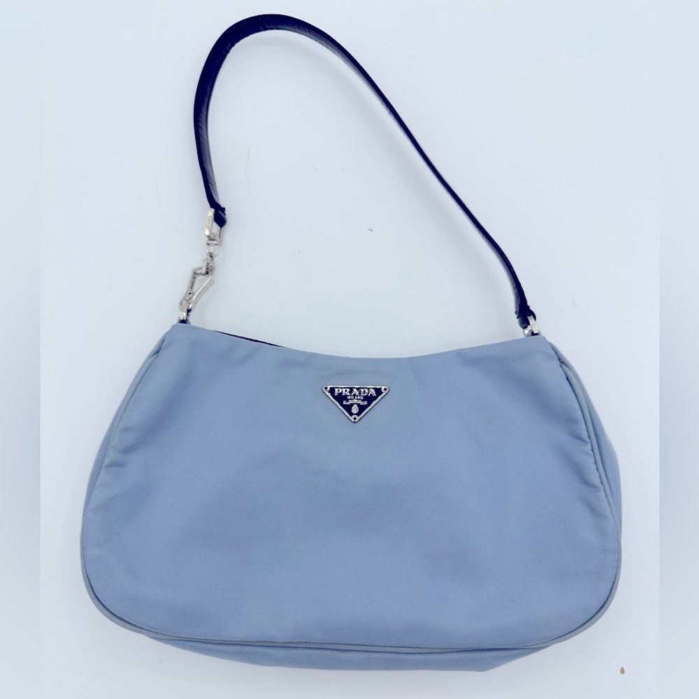 Prada Baby Blue Mini Nylon Pochette Shoulder Bag - Picture 3 of 11